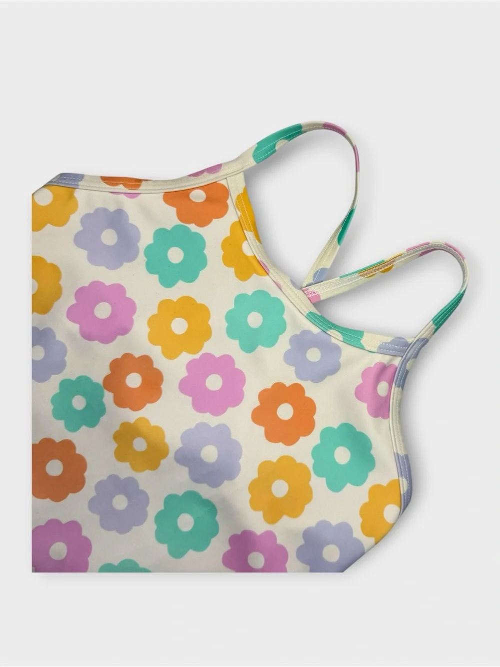 Hanna Andersson Pastel Retro Floral Pattern Cream Swimsuit